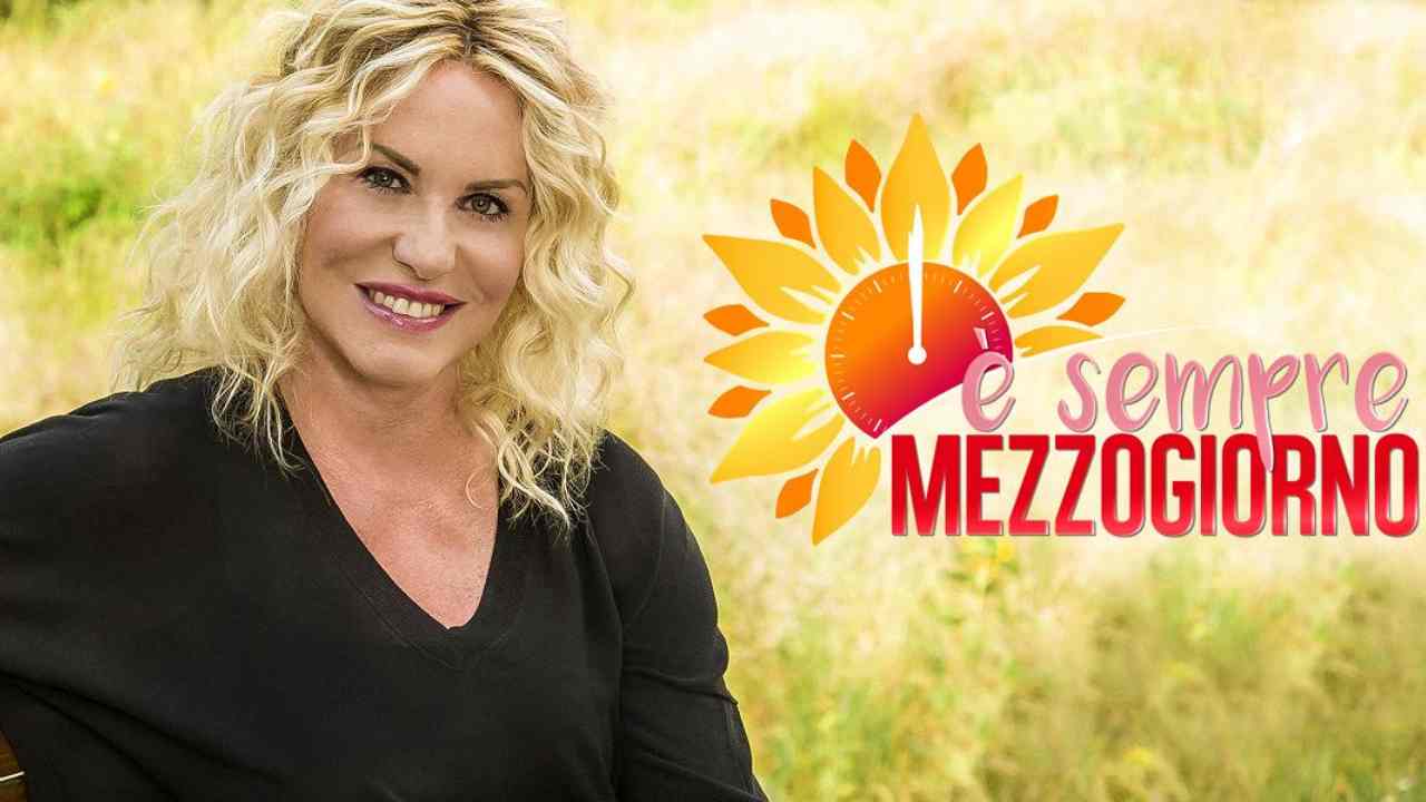 Antonella Clerici con il logo di E' sempre mezzogiorno