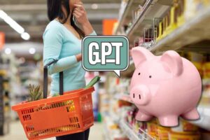 Donna la supermercato salvadanaio